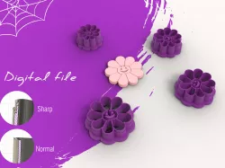Halloween Flower Pumkin Polymer Clay Cutter | Digital STL File | 4 Sizes | 2 Cutter Versions