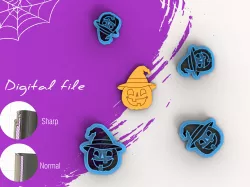 Halloween Pumkin with Hat Polymer Clay Cutter | Digital STL File | 4 Sizes | 2 Cutter Versions
