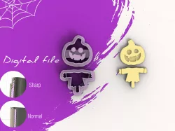 Halloween Scarecrow Pumkin Polymer Clay Cutter | Digital STL File | 4 Sizes | 2 Cutter Versions