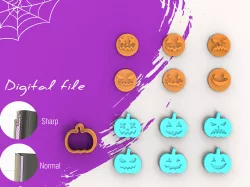 Halloween Spooky Pumkin Stamps Clay Cutter | Digital STL File | 4 Sizes | 2 Cutter Versions