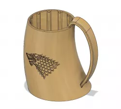 Horn Shaped Can Holder with Dire Wolf