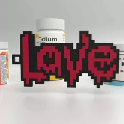 Keychain Love word pixel art