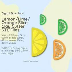 Lemon Slice Clay Cutter - Lime Orange STL Digital File Download- 8 sizes and 2 Cutter Versions