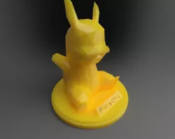Low Poly Pikachu w/ base