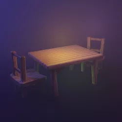 Medieval Wooden Table & Chair [COMMERCIAL LICENSE]
