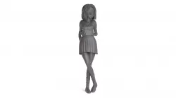 Natsuko Mogi anime girl character Initial D series leaning pose 3D print model
