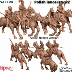 Polish Lancers with helmet on horses - 28mm