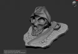 skull with sword and base
