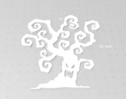 Spooky Tree, Haunted Tree with Curls, Halloween, 2D Wall Art
