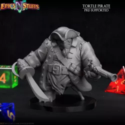 Tortle Pirate Miniature - Pre-Supported
