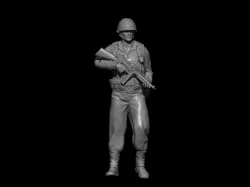 WW2 AMERICAN SOLDIER WALKING WITH THOMPSON