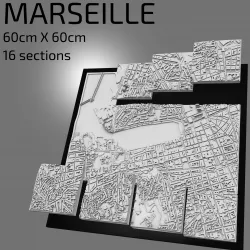 3D Marseille | Digital Files | 3D STL File | Marseille 3D Map | 3D City Art | 3D Printed Landmark | Model of Marseille Skyline | 3D Art