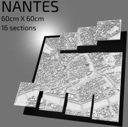 3D Nantes | Digital Files | 3D STL File | Nantes 3D Map | 3D City Art | 3D Printed Landmark | Model of Nantes Skyline | 3D Art