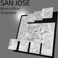 3D San Jose | Digital Files | 3D STL File | San Jose 3D Map | 3D City Art | 3D Printed Landmark | Model of San Jose Skyline | 3D Art