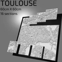 3D Toulouse | Digital Files | 3D STL File | Toulouse 3D Map | 3D City Art | 3D Printed Landmark | Model of Toulouse Skyline | 3D Art