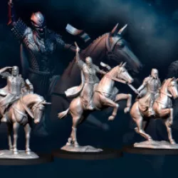 3x Armoured Wood Elf on Horse - Mounted