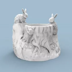 Bunny and tree pot