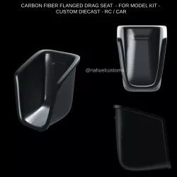 CARBON FIBER FLANGED DRAG SEAT  - FOR MODEL KIT - CUSTOM DIECAST - RC / CAR