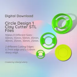 Circle Design 1 Clay Cutter - Wreath STL Digital File Download- 8 sizes and 2 Cutter Versions