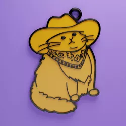 Cowboy cat keychain