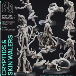 Cryptid & Skin Walkers - 10 Models with stats and illustrations - Pre supported - 32mm scale