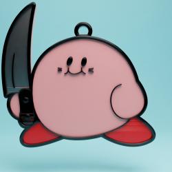 Kirby with a knife 2d keychain