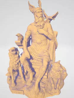 Odin Sitting With Wolves And Crows 3D print model