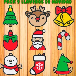 PACK 9 " CHRISTMAS " KEY CHAINS - KEY CHAIN - CHRISTMAS