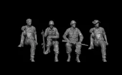 PACK OF 4 AMERICAN SOLDIERS SEATED IN VIETNAM
