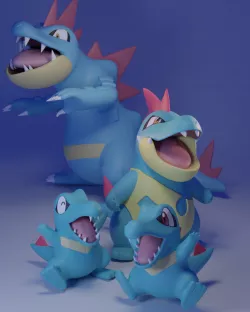 Pokemon - Totodile, Croconaw and Feraligatr