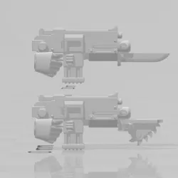 Supported Tigris-pattern rivet gun with powered and unpowered pointy bit