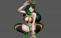 3D Printable Tsuyu Asui Bust by Dinamuuu3D