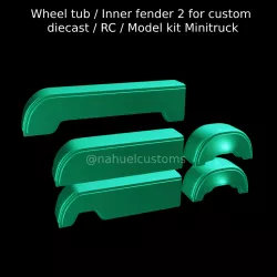 Wheel tub / Inner fender 2 for custom diecast / RC / Model kit Minitruck