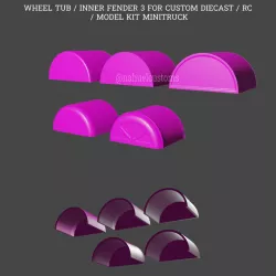 WHEEL TUB / INNER FENDER 3 FOR CUSTOM DIECAST / RC / MODEL KIT MINITRUCK
