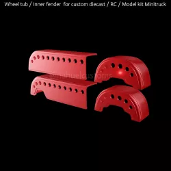 Wheel tub / Inner fender for custom diecast / RC / Model kit Minitruck