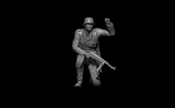 WW2 GERMAN SOLDIER CROUCHING DOWN MARKING POSITION