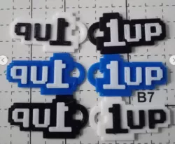 1 UP Mario Bros keychain, multicolor two sides
