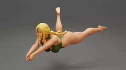 Beach Volleyball Girl in Bikini Returns a Ball in a Jump 3D Print Model
