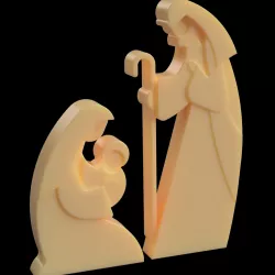 Christian Nativity  -Mary Joseph and Jesus - Modern free standing ornament