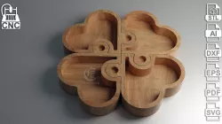 Heart Shaped Puzzle Tray 4 pieces - 3D STL file and vector files - Dxf, Svg, Eps, Pdf, Ai for CNC