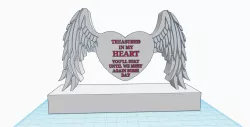 Heart with angel wings on stand, In loving memory of someone special, remembrance, commemoration, memorial gift