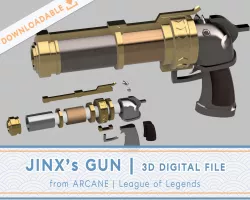 JINX pistol 3D FILE | cosplay accessory for Arcane League of Legends