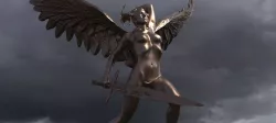 Lady of the lake baroque statue winged