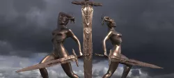 Lady of the lake baroque statues gold