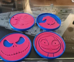 Nightmare Before Christmas Coasters - Separated for Dual Extruder