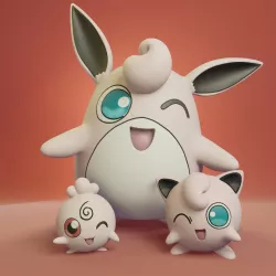 Pokemon - Igglybuff, Jigglypuff and Wigglytuff with 2 poses each