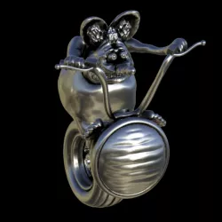 Rat Fink on a motorcycle