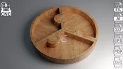 Round Shaped Puzzle Tray 3 pieces - 3D STL file and vector files - Dxf, Svg, Eps, Pdf, Ai for CNC