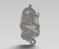 Snake sword and skull panel