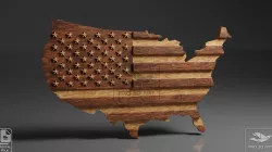 US Map - Flag Mix Straight - CNC Files For Wood, 3D STL Model